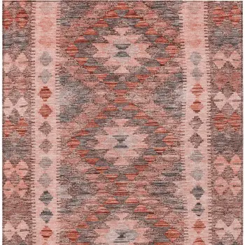 10' X 14' Terra Cotta Geometric Washable Indoor Outdoor Area Rug