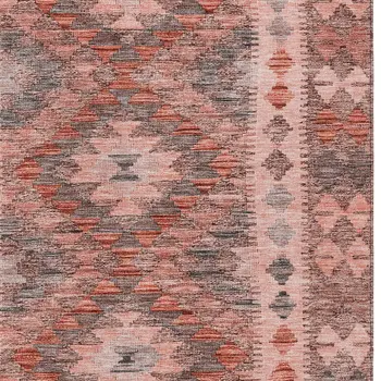 10' X 14' Terra Cotta Geometric Washable Indoor Outdoor Area Rug