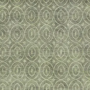 5' X 8' Artichoke Green Geometric Washable Indoor Outdoor Area Rug