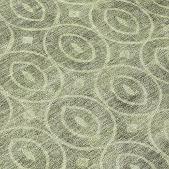 8' Artichoke Green Round Geometric Washable Indoor Outdoor Area Rug