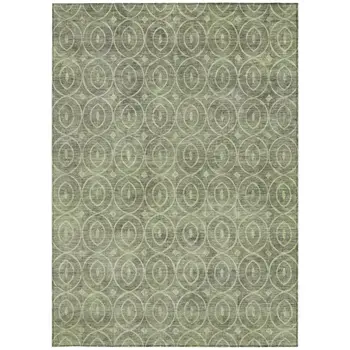 10' X 14' Artichoke Green Geometric Washable Indoor Outdoor Area Rug