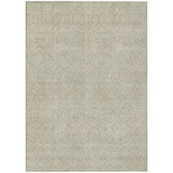 3' X 5' Beige Geometric Washable Indoor Outdoor Area Rug