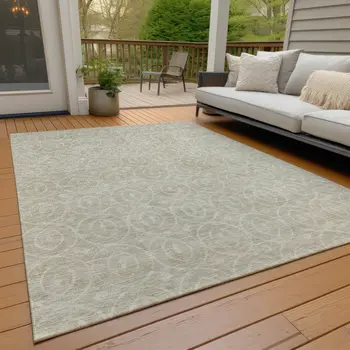3' X 5' Beige Geometric Washable Indoor Outdoor Area Rug