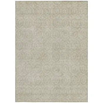 5' X 8' Beige Geometric Washable Indoor Outdoor Area Rug