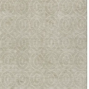 5' X 8' Beige Geometric Washable Indoor Outdoor Area Rug