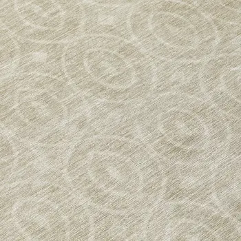 8' Beige Round Geometric Washable Indoor Outdoor Area Rug