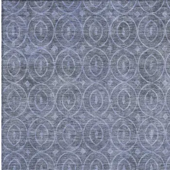 3' X 5' Denim Blue Geometric Washable Indoor Outdoor Area Rug