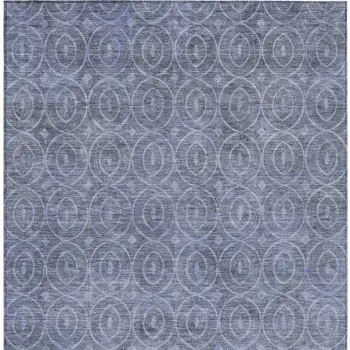 5' X 8' Denim Blue Geometric Washable Indoor Outdoor Area Rug