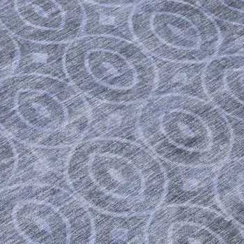 8' Denim Blue Round Geometric Washable Indoor Outdoor Area Rug