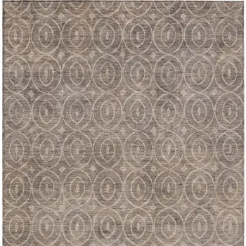 8' X 10' Brown Geometric Washable Indoor Outdoor Area Rug