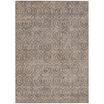 8' X 10' Brown Geometric Washable Indoor Outdoor Area Rug