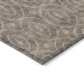 8' X 10' Brown Geometric Washable Indoor Outdoor Area Rug