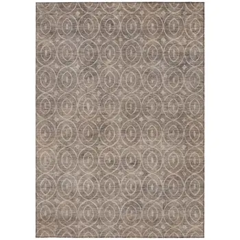 10' X 14' Brown Geometric Washable Indoor Outdoor Area Rug