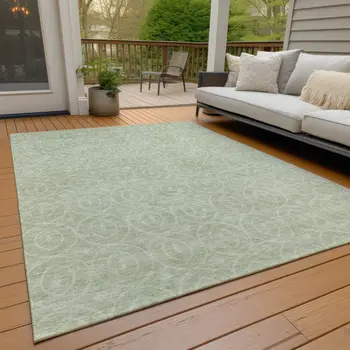 3' X 5' Mint Green Geometric Washable Indoor Outdoor Area Rug