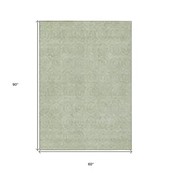 5' X 8' Mint Green Geometric Washable Indoor Outdoor Area Rug