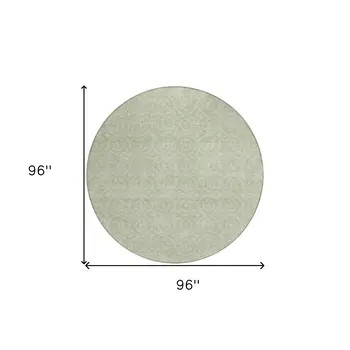 8' Mint Green Round Geometric Washable Indoor Outdoor Area Rug