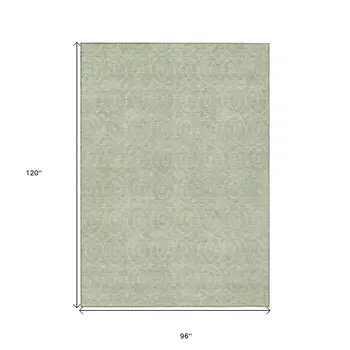 8' X 10' Mint Green Geometric Washable Indoor Outdoor Area Rug