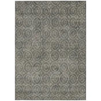 5' X 8' Pewter Geometric Washable Indoor Outdoor Area Rug