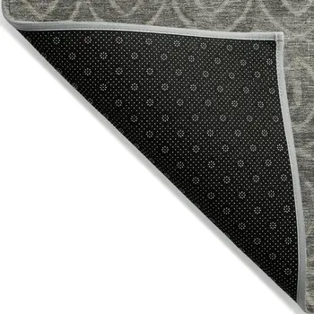 5' X 8' Pewter Geometric Washable Indoor Outdoor Area Rug