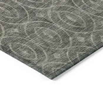 5' X 8' Pewter Geometric Washable Indoor Outdoor Area Rug