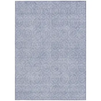 5' X 8' Sky Blue Geometric Washable Indoor Outdoor Area Rug