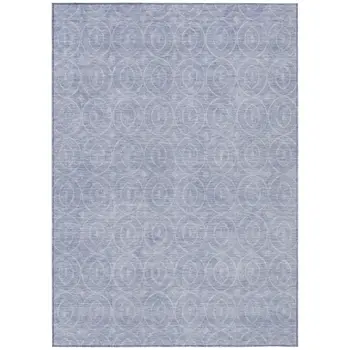 5' X 8' Sky Blue Geometric Washable Indoor Outdoor Area Rug