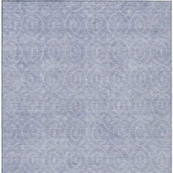 5' X 8' Sky Blue Geometric Washable Indoor Outdoor Area Rug