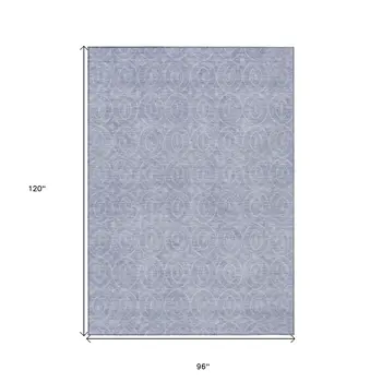 8' X 10' Sky Blue Geometric Washable Indoor Outdoor Area Rug