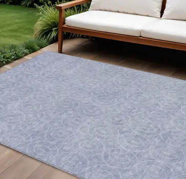 8' X 10' Sky Blue Geometric Washable Indoor Outdoor Area Rug