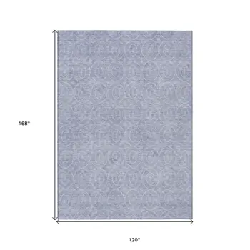 10' X 14' Sky Blue Geometric Washable Indoor Outdoor Area Rug
