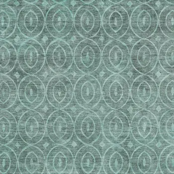 3' X 5' Teal Blue Geometric Washable Indoor Outdoor Area Rug