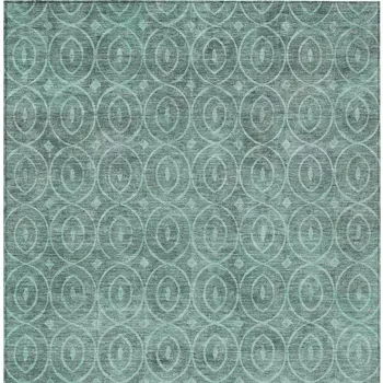 10' X 14' Teal Blue Geometric Washable Indoor Outdoor Area Rug