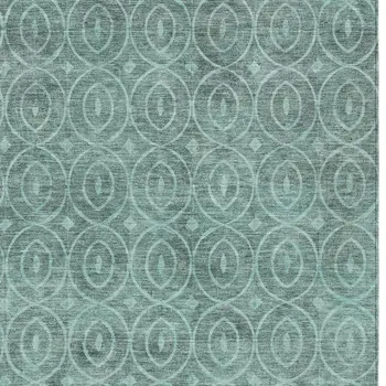 10' X 14' Teal Blue Geometric Washable Indoor Outdoor Area Rug