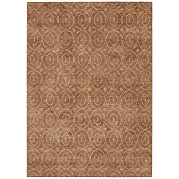 3' X 5' Terra Cotta Geometric Washable Indoor Outdoor Area Rug