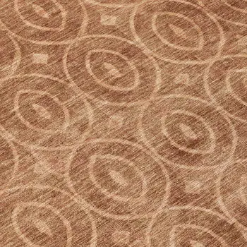 8' Terra Cotta Round Geometric Washable Indoor Outdoor Area Rug