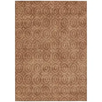 10' X 14' Terra Cotta Geometric Washable Indoor Outdoor Area Rug