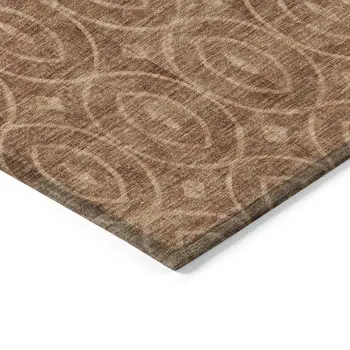 10' X 14' Terra Cotta Geometric Washable Indoor Outdoor Area Rug