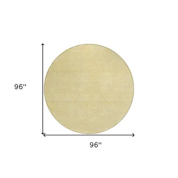 8' Wheat Round Geometric Washable Indoor Outdoor Area Rug