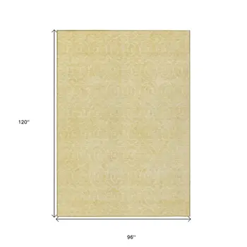 8' X 10' Wheat Geometric Washable Indoor Outdoor Area Rug