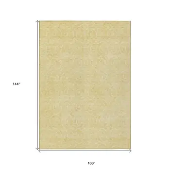 9' X 12' Wheat Geometric Washable Indoor Outdoor Area Rug
