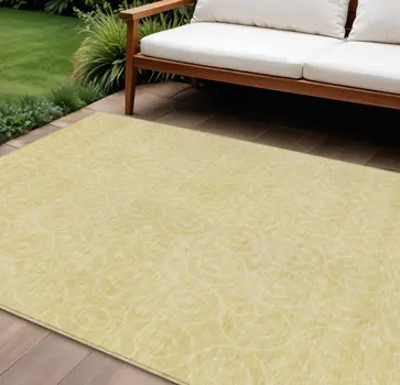 9' X 12' Wheat Geometric Washable Indoor Outdoor Area Rug