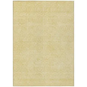 9' X 12' Wheat Geometric Washable Indoor Outdoor Area Rug