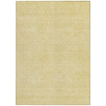 9' X 12' Wheat Geometric Washable Indoor Outdoor Area Rug