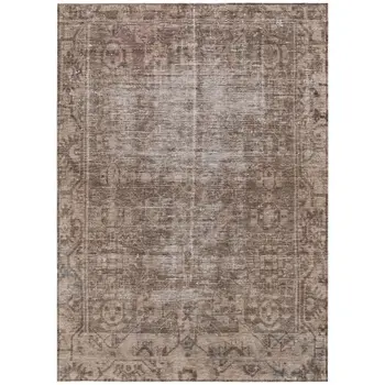 5' X 8' Brown Oriental Washable Indoor Outdoor Area Rug