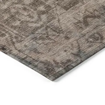 5' X 8' Brown Oriental Washable Indoor Outdoor Area Rug
