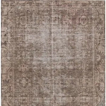 5' X 8' Brown Oriental Washable Indoor Outdoor Area Rug