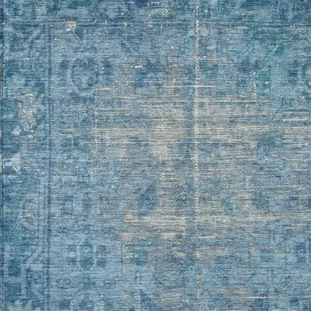 3' X 5' Blue Oriental Washable Indoor Outdoor Area Rug