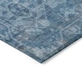 5' X 8' Blue Oriental Washable Indoor Outdoor Area Rug