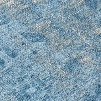 8' Blue Round Oriental Washable Indoor Outdoor Area Rug