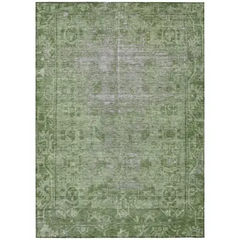 3' X 5' Fern Green Oriental Washable Indoor Outdoor Area Rug